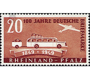 100 YEARS OF GERMAN STAMP  - Germany / Western occupation zones / Rheinland-Pfalz 1949 - 20 Pfennig