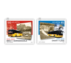 100 years PostCar Routes - Graubünden  - Switzerland 2019 Set