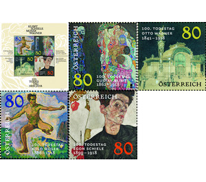 100th anniversary of the death of Klimt – Schiele – Moser – Wagner  - Austria / II. Republic of Austria 2018 Set