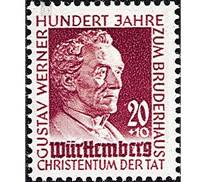 100th anniversary of the Gustav Werner Foundation  - Germany / Western occupation zones / Württemberg-Hohenzollern 1949 - 20 Pfennig