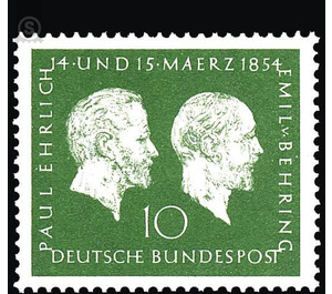 100th birthday by Prof. Paul Ehrlich and Emil von Behring  - Germany / Federal Republic of Germany 1954 - 10 Pfennig