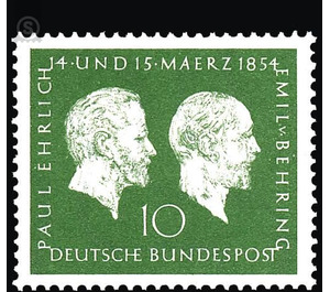 100th birthday by Prof. Paul Ehrlich and Emil von Behring  - Germany / Federal Republic of Germany 1954 - 10 Pfennig