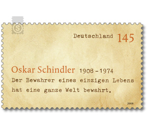100th birthday von Oskar Schindler  - Germany / Federal Republic of Germany 2008 - 145 Euro Cent