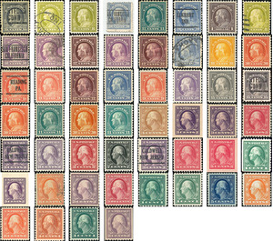 1912-1922 Regular Issue - Franklin and Washington Profiles - United States of America 1917 Set