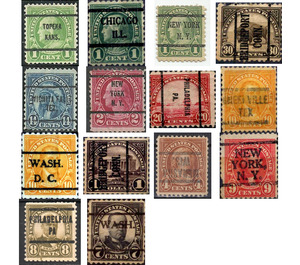 1922-1934 Regular Issue - Precancels - United States of America 1923 Set