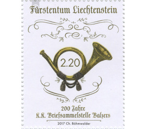 200 years of the k.k. Briefsammelstelle Balzers - Post horn  - Liechtenstein 2017 - 220 Rappen