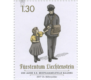 200 years of the k.k. Briefsammelstelle Balzers - Postman  - Liechtenstein 2017 - 130 Rappen