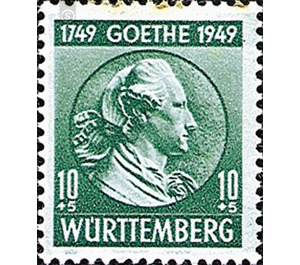 200th birthday  - Germany / Western occupation zones / Württemberg-Hohenzollern 1949 - 10 Pfennig