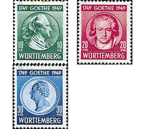 200th birthday  - Germany / Western occupation zones / Württemberg-Hohenzollern 1949 Set