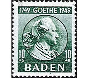 200th birthday of Johann Wolfgang von Goethe  - Germany / Western occupation zones / Baden 1949 - 10 Pfennig