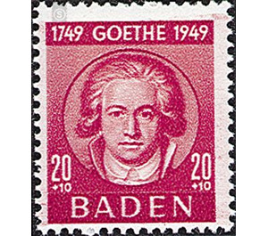 200th birthday of Johann Wolfgang von Goethe  - Germany / Western occupation zones / Baden 1949 - 20 Pfennig