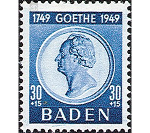 200th birthday of Johann Wolfgang von Goethe  - Germany / Western occupation zones / Baden 1949 - 30 Pfennig