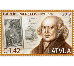 250th Anniversary of birth of Garlībs Merķelis, author - Latvia 2019 - 1.42