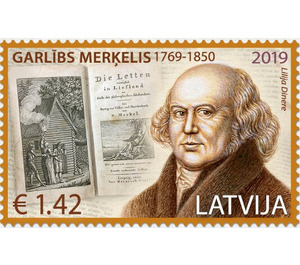 250th Anniversary of birth of Garlībs Merķelis, author - Latvia 2019 - 1.42