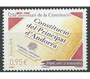 25th Anniversary of the Constitution of Andorra - Andorra, French Administration 2018 - 0.95
