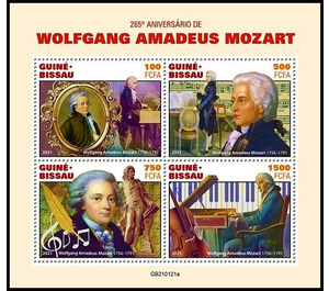 265th Anniversary of the Birth of Wolfgang Amadeus Mozart - West Africa / Guinea-Bissau 2021