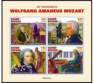 265th Anniversary of the Birth of Wolfgang Amadeus Mozart - West Africa / Guinea-Bissau 2021