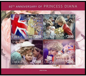 60th Anniversary of the Birth of Princess Diana - West Africa / Liberia 2021