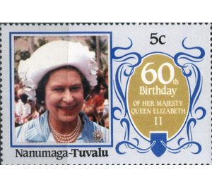 60th Birthday of her majesty Queen Elizabeth II - Polynesia / Tuvalu, Nanumaga 1986