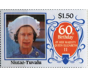 60th Birthday of her majesty Queen Elizabeth II - Polynesia / Tuvalu, Niutao 1986