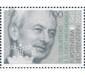 70th Birthday  - Liechtenstein 2015 - 100 Rappen