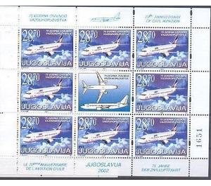 75h Anniversary of Civil Aviation in Yugoslavia - Yugoslavia 2002