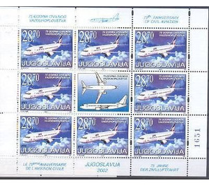 75h Anniversary of Civil Aviation in Yugoslavia - Yugoslavia 2002