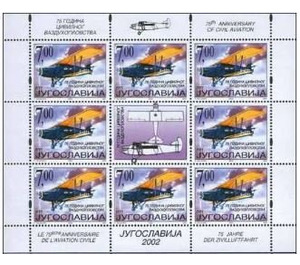 75h Anniversary of Civil Aviation in Yugoslavia - Yugoslavia 2002