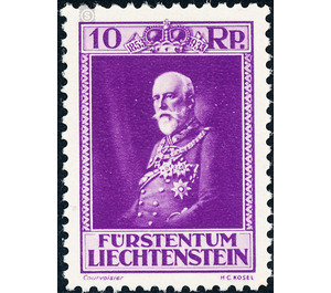 80th birthday  - Liechtenstein 1933 - 10 Rappen