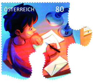 A letter's journey (1) -  Series: comic stamps jigsaw  - Austria / II. Republic of Austria 2019 - 80 Euro Cent