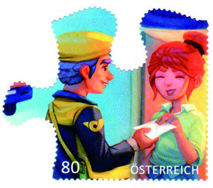 A letter's journey (4) - Series: comic stamps jigsaw  - Austria / II. Republic of Austria 2019 - 80 Euro Cent