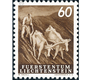 Agriculture work  - Liechtenstein 1951 - 60 Rappen