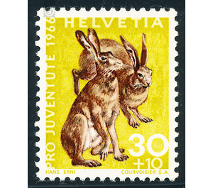 Animals - bunny  - Switzerland 1966 - 30 Rappen