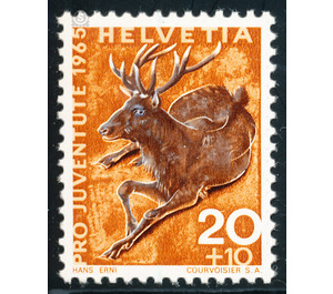 Animals - deer  - Switzerland 1965 - 20 Rappen