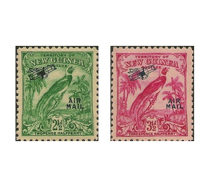 Bird of Paradise Definitives - Airmail Overprint - Melanesia / New Guinea 1934 Set
