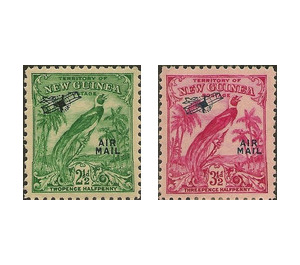 Bird of Paradise Definitives - Airmail Overprint - Melanesia / New Guinea 1934 Set