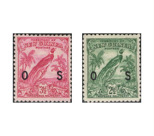 Bird of Paradise Definitives "Official" Overprint - Melanesia / New Guinea 1934 Set