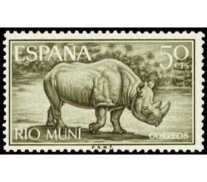 Black Rhinoceros (Diceros bicornis) - Central Africa / Equatorial Guinea  / Rio Muni 1964 - 50