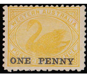 Black Swan (Cygnus atratus). Surcharge "ONE PENNY" - Western Australia 1912