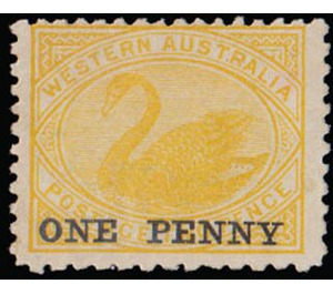 Black Swan (Cygnus atratus). Surcharge "ONE PENNY" - Western Australia 1912