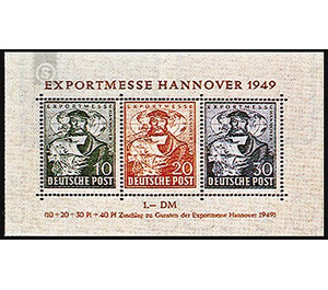 Block edition export fair Hannover  - Germany / Western occupation zones / American zone 1949