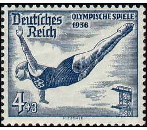 Block stamp Olympic Summer Games Berlin  - Germany / Deutsches Reich 1936 - 4 Reichspfennig