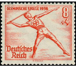 Block stamp Olympic Summer Games Berlin  - Germany / Deutsches Reich 1936 - 8 Reichspfennig