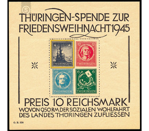 Blockausgabe  - Germany / Sovj. occupation zones / Thuringia 1945 - 4 Pfennig