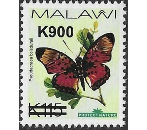 Boisduval's false acraea (Pseudacraea boisduvali) Surcharged - East Africa / Malawi 2020