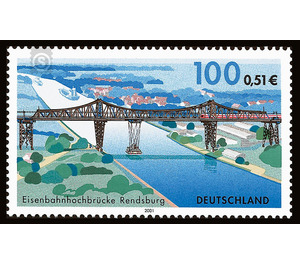 Bridge series: Railroad bridge Rendsburg  - Germany / Federal Republic of Germany 2001 - 110 Pfennig