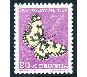 butterfly  - Switzerland 1952 - 20 Rappen