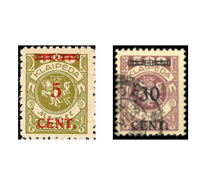 CENT. Type I on Memeledition - Germany / Old German States / Memel Territory 1923 Set