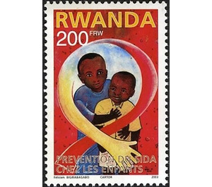 Children, hand, red ribbon - East Africa / Rwanda 2003 - 200