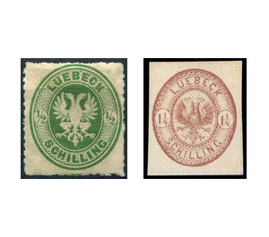 Coat of arms in oval - Germany / Old German States / Lübeck 1864 Set